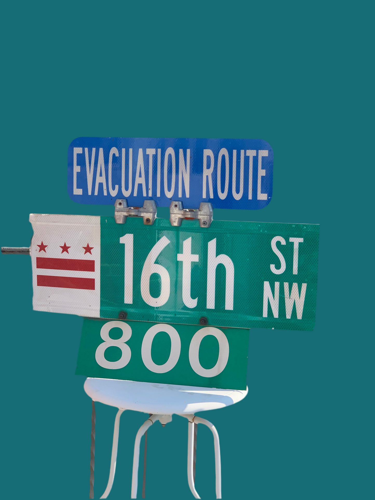 Original Washington, D.C. 16th St. evacuation route sign (pre BLM)